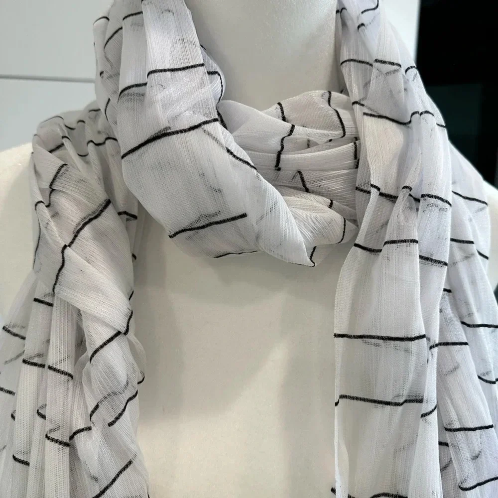 Lovely Airy‎ Scarf With Lace Fringe 44” x 38”
